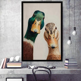 Funny Duck Art Print, Mallard Pair Portrait, Animal Wall Art, Funny Art, Framed Art Print, Fine Art Wall Decor