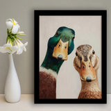 Funny Duck Art Print, Mallard Pair Portrait, Animal Wall Art, Funny Art, Framed Art Print, Fine Art Wall Decor