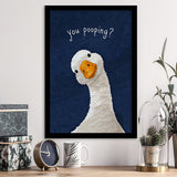 Funny You Poopin Goose Bathroom Sign, Restroom Decor, Humorous Farm Animal, Framed Art Print, Fine Art Wall Decor
