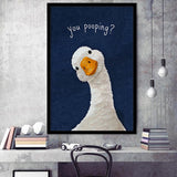 Funny You Poopin Goose Bathroom Sign, Restroom Decor, Humorous Farm Animal, Framed Art Print, Fine Art Wall Decor