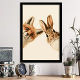 Funny A Fox And A Rabbit Art Print, Kid Room Decor, Pet Lover Painting, Framed Art Print, Fine Art Wall Decor