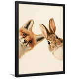 Funny A Fox And A Rabbit Art Print, Kid Room Decor, Pet Lover Painting, Framed Art Print, Fine Art Wall Decor