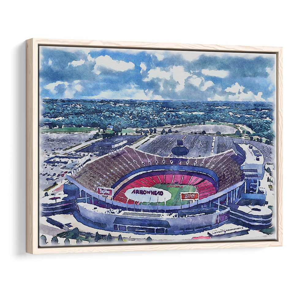 GEHA Field at Arrowhead Stadium WaterColor Framed Canvas Prints, Stadium Art Gifts, Floating Frame