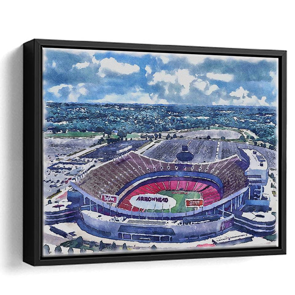 GEHA Field at Arrowhead Stadium WaterColor Framed Canvas Prints, Stadium Art Gifts, Floating Frame