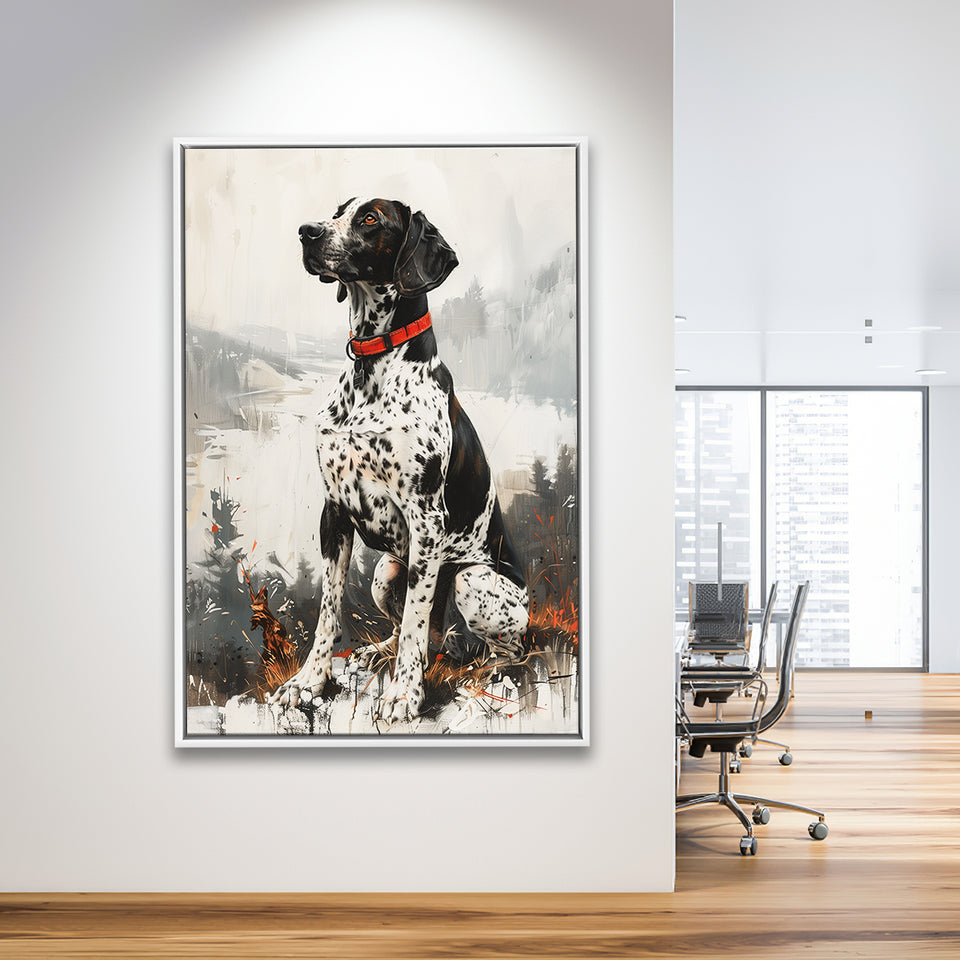 German Shorthaired Pointer Dog Portrait Painting, Framed Canvas Prints Wall Art Decor, Floating Frame