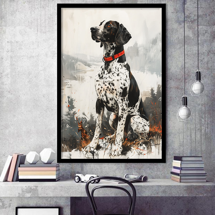 German Shorthaired Pointer Dog Portrait Painting, Framed Art Prints Wall Art Decor, Framed Picture Print
