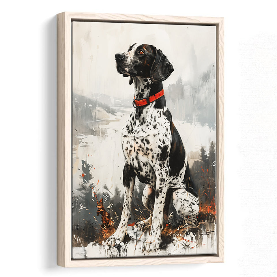 German Shorthaired Pointer Dog Portrait Painting, Framed Canvas Prints Wall Art Decor, Floating Frame
