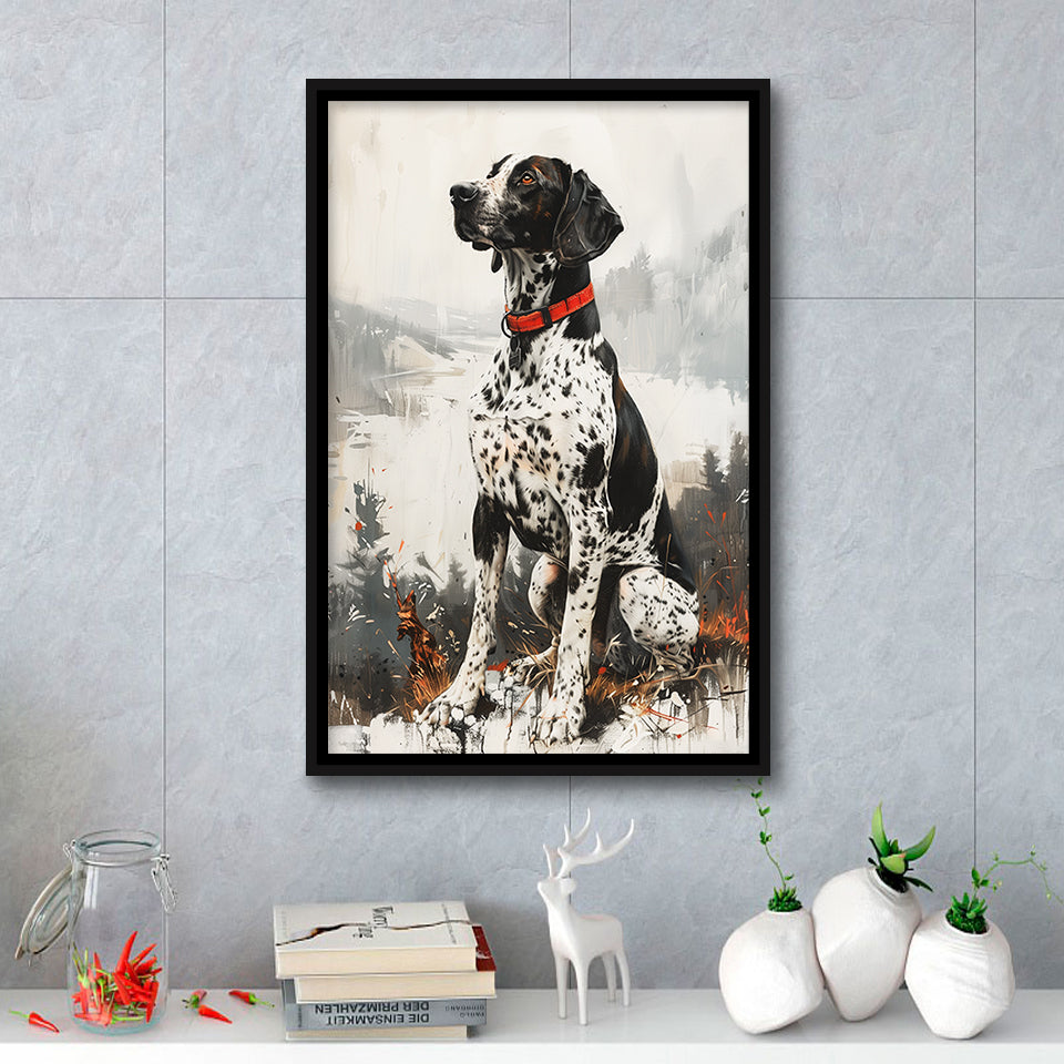 German Shorthaired Pointer Dog Portrait Painting, Framed Canvas Prints Wall Art Decor, Floating Frame