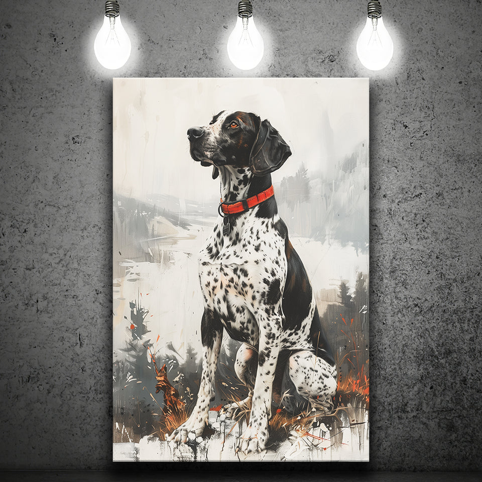 German Shorthaired Pointer Dog Portrait Painting, Canvas Prints Wall Art Decor, Painting Canvas