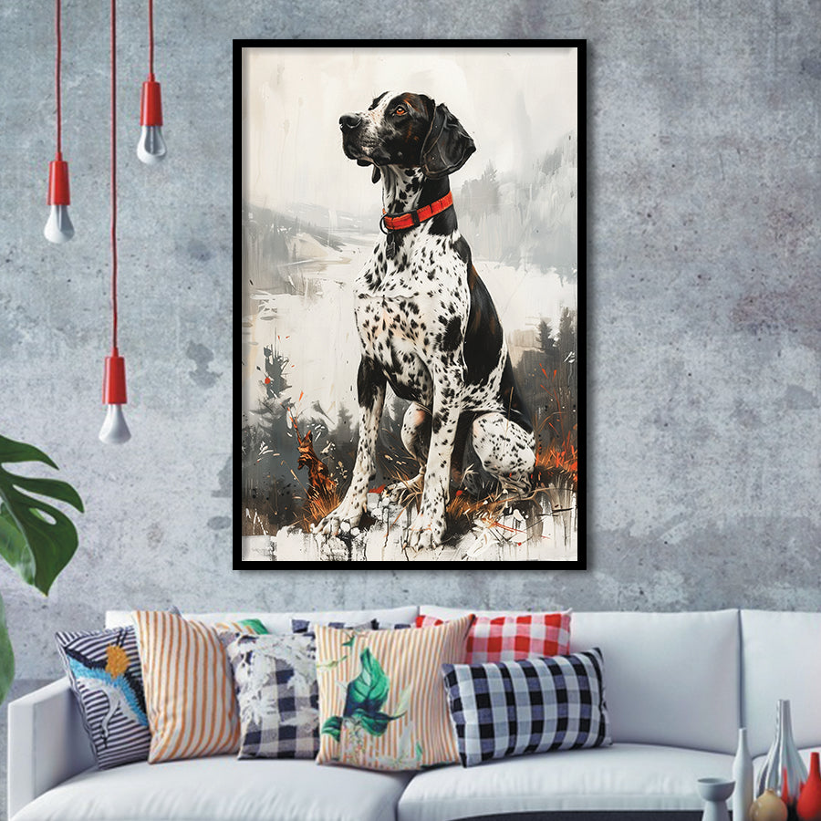 German Shorthaired Pointer Dog Portrait Painting, Framed Art Prints Wall Art Decor, Framed Picture Print
