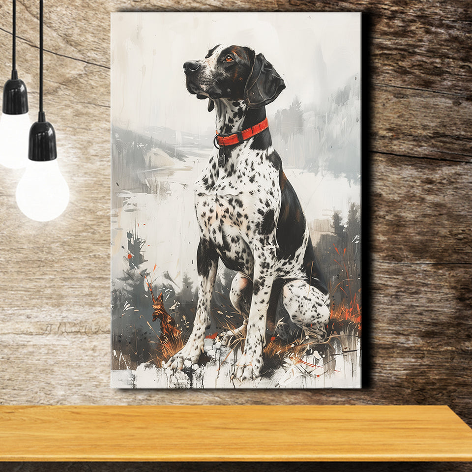 German Shorthaired Pointer Dog Portrait Painting, Canvas Prints Wall Art Decor, Painting Canvas