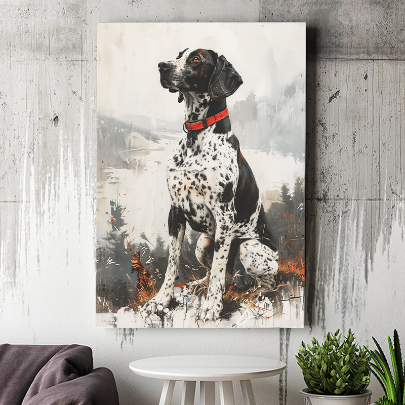 German Shorthaired Pointer Dog Portrait Painting, Canvas Prints Wall Art Decor, Painting Canvas