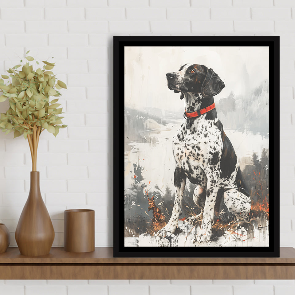 German Shorthaired Pointer Dog Portrait Painting, Framed Canvas Prints Wall Art Decor, Floating Frame