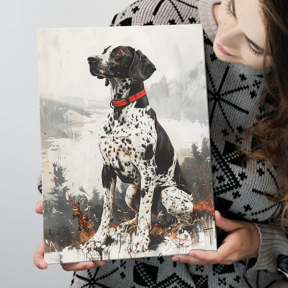 German Shorthaired Pointer Dog Portrait Painting, Canvas Prints Wall Art Decor, Painting Canvas