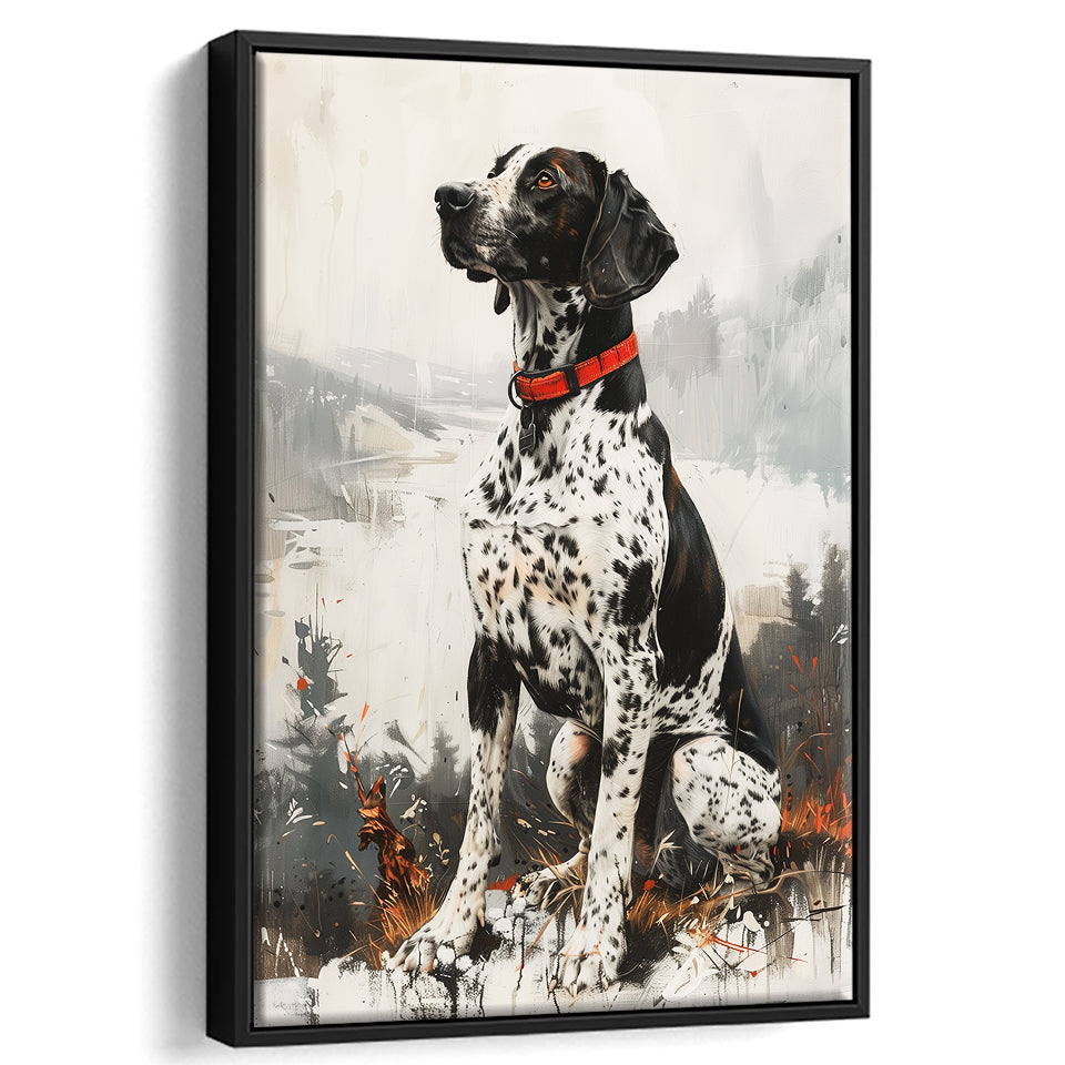 German Shorthaired Pointer Dog Portrait Painting, Framed Canvas Prints Wall Art Decor, Floating Frame