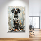 German Shorthaired Pointer Panting, Dog Portrait, Framed Canvas Prints Wall Art Decor, Floating Frame