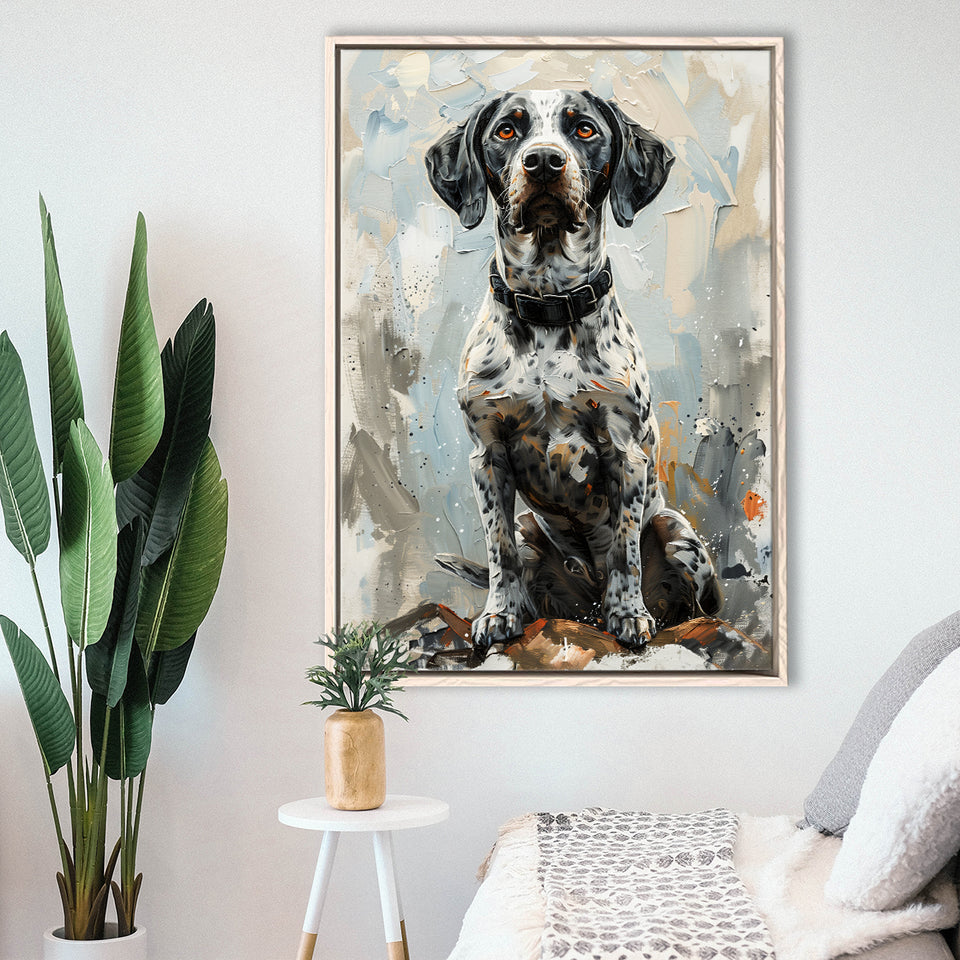 German Shorthaired Pointer Panting, Dog Portrait, Framed Canvas Prints Wall Art Decor, Floating Frame
