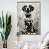 German Shorthaired Pointer Panting, Dog Portrait, Framed Canvas Prints Wall Art Decor, Floating Frame