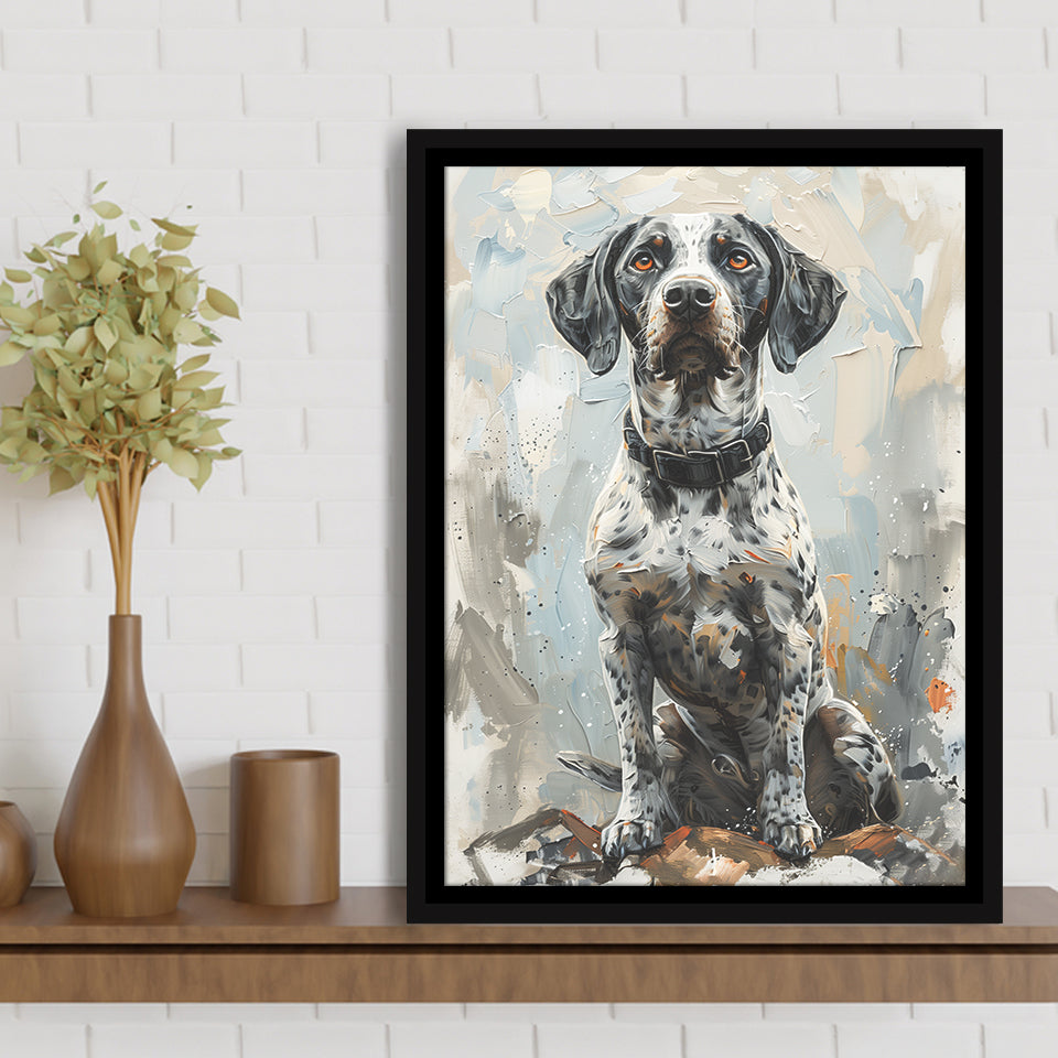 German Shorthaired Pointer Panting, Dog Portrait, Framed Canvas Prints Wall Art Decor, Floating Frame