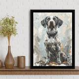 German Shorthaired Pointer Panting, Dog Portrait, Framed Canvas Prints Wall Art Decor, Floating Frame