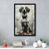 German Shorthaired Pointer Panting, Dog Portrait, Framed Canvas Prints Wall Art Decor, Floating Frame