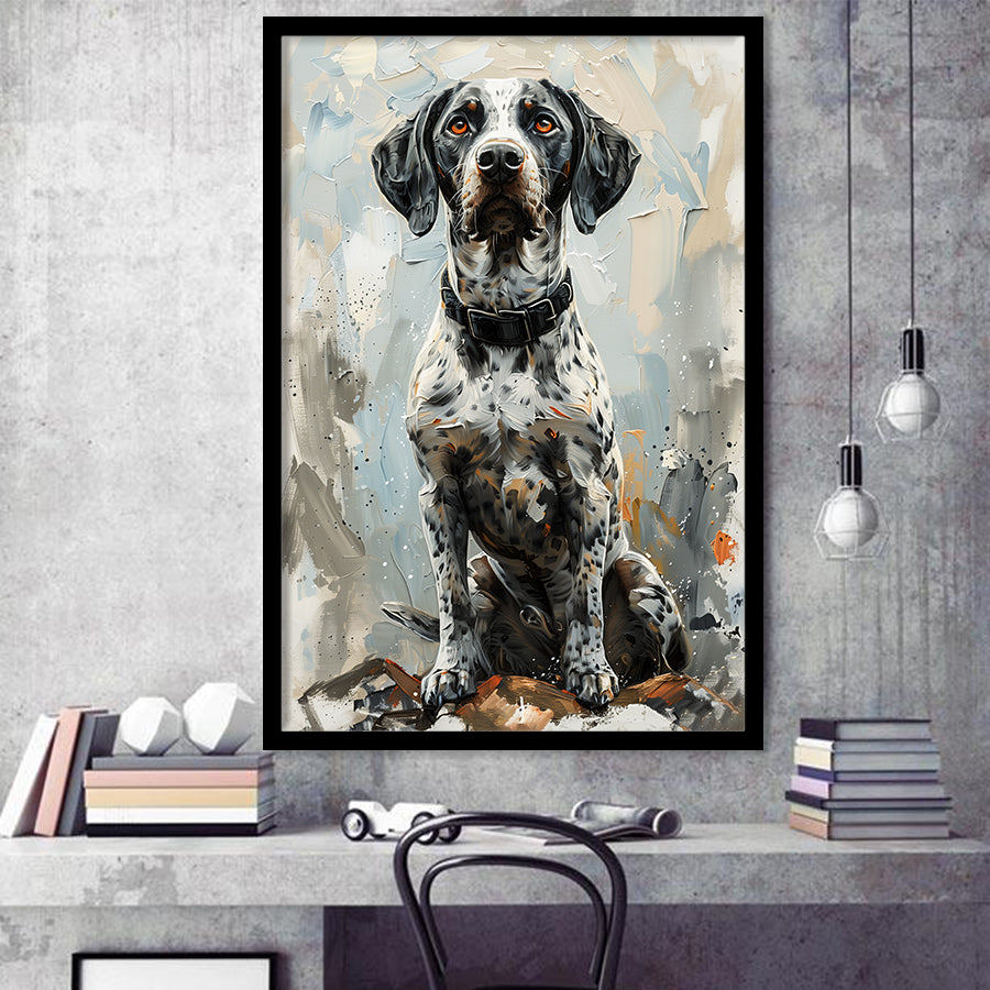 German Shorthaired Pointer Panting, Dog Portrait, Framed Art Prints Wall Art Decor, Framed Picture Print
