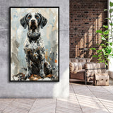 German Shorthaired Pointer Panting, Dog Portrait, Framed Canvas Prints Wall Art Decor, Floating Frame
