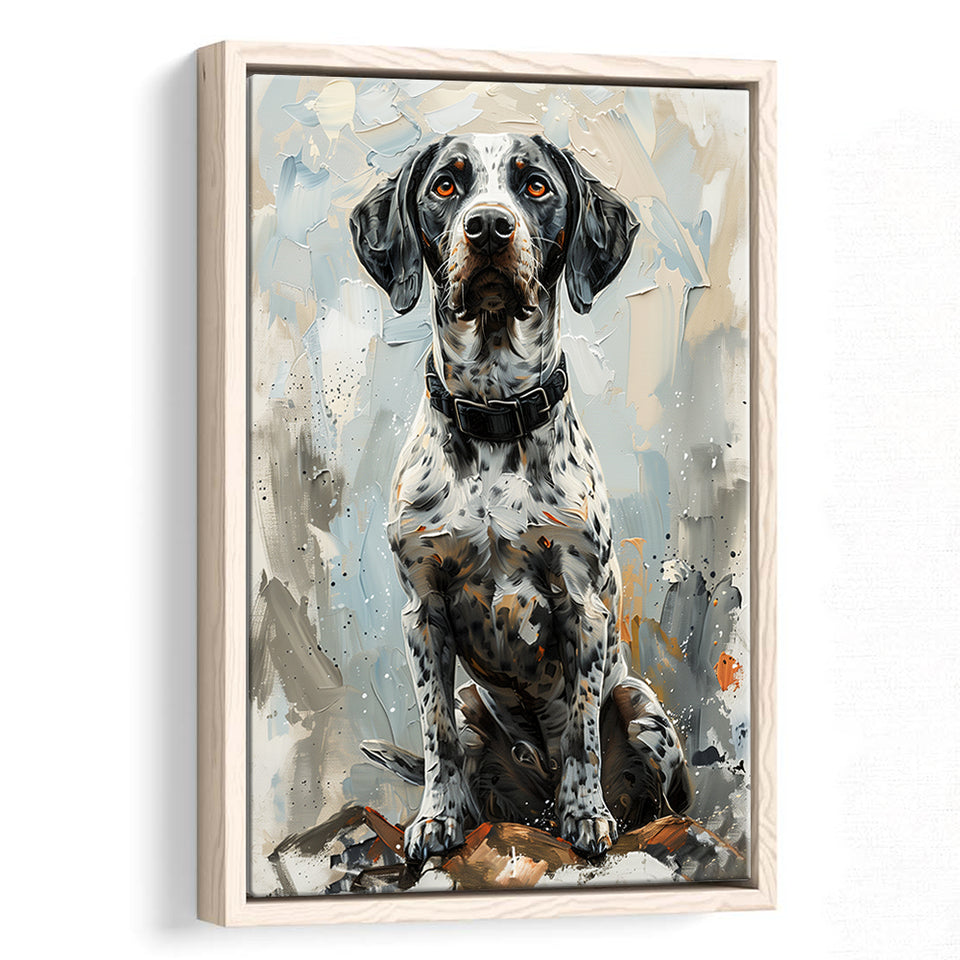 German Shorthaired Pointer Panting, Dog Portrait, Framed Canvas Prints Wall Art Decor, Floating Frame