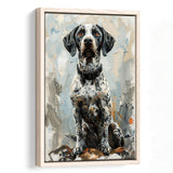 German Shorthaired Pointer Panting, Dog Portrait, Framed Canvas Prints Wall Art Decor, Floating Frame