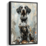 German Shorthaired Pointer Panting, Dog Portrait, Framed Canvas Prints Wall Art Decor, Floating Frame