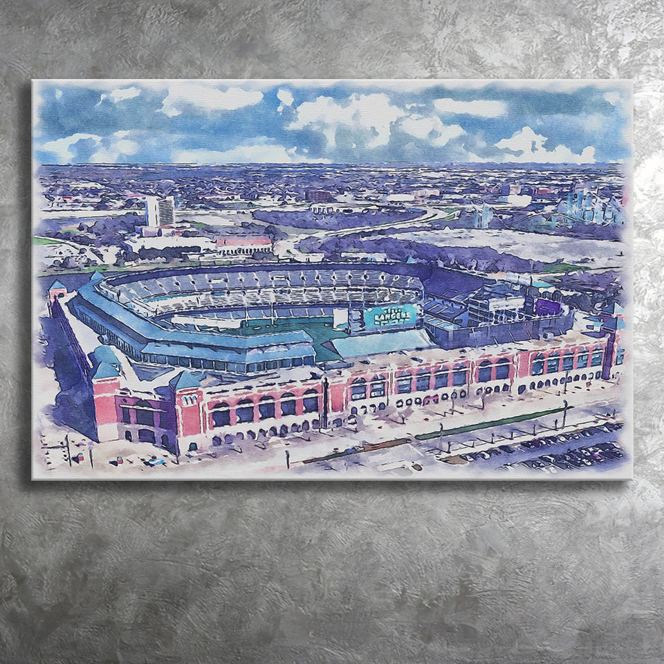 Globe Life Field Stadium WaterColor Canvas Prints, Arlington Texas Baseball Watercolor, Stadium Art Gifts