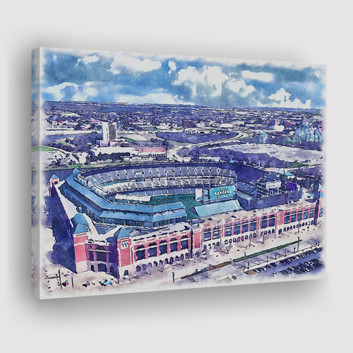 Globe Life Field Stadium WaterColor Canvas Prints, Arlington Texas Baseball Watercolor, Stadium Art Gifts