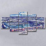 Globe Life Field Stadium WaterColor 5 Panels Mix Canvas Prints, Arlington Texas Baseball Watercolor, Large Stadium Canvas