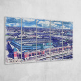 Globe Life Field Stadium WaterColor 5 Panels B Mixed Canvas Prints, Extra Large, Arlington Texas Baseball Watercolor