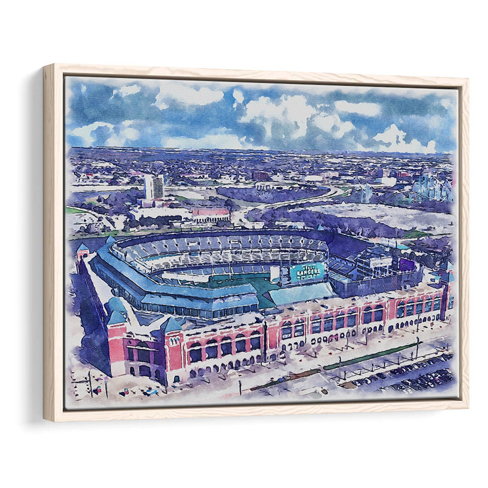 Globe Life Field Stadium WaterColor Framed Canvas Prints, Arlington Texas Baseball Watercolor, Stadium Art Gifts