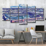 Globe Life Field Stadium WaterColor 5 Panels Mix Canvas Prints, Arlington Texas Baseball Watercolor, Large Stadium Canvas