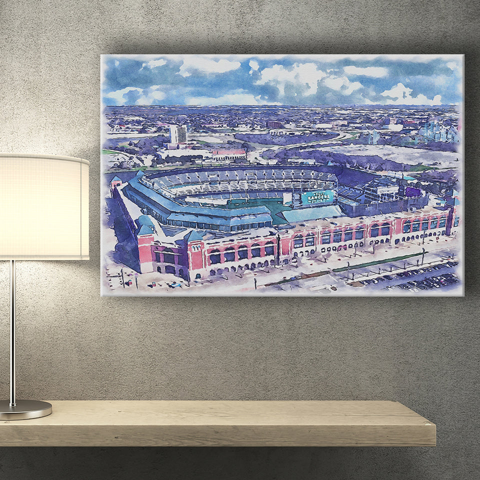 Globe Life Field Stadium WaterColor Canvas Prints, Arlington Texas Baseball Watercolor, Stadium Art Gifts