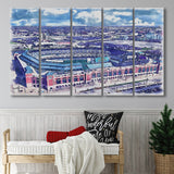 Globe Life Field Stadium WaterColor 5 Panels B Mixed Canvas Prints, Extra Large, Arlington Texas Baseball Watercolor