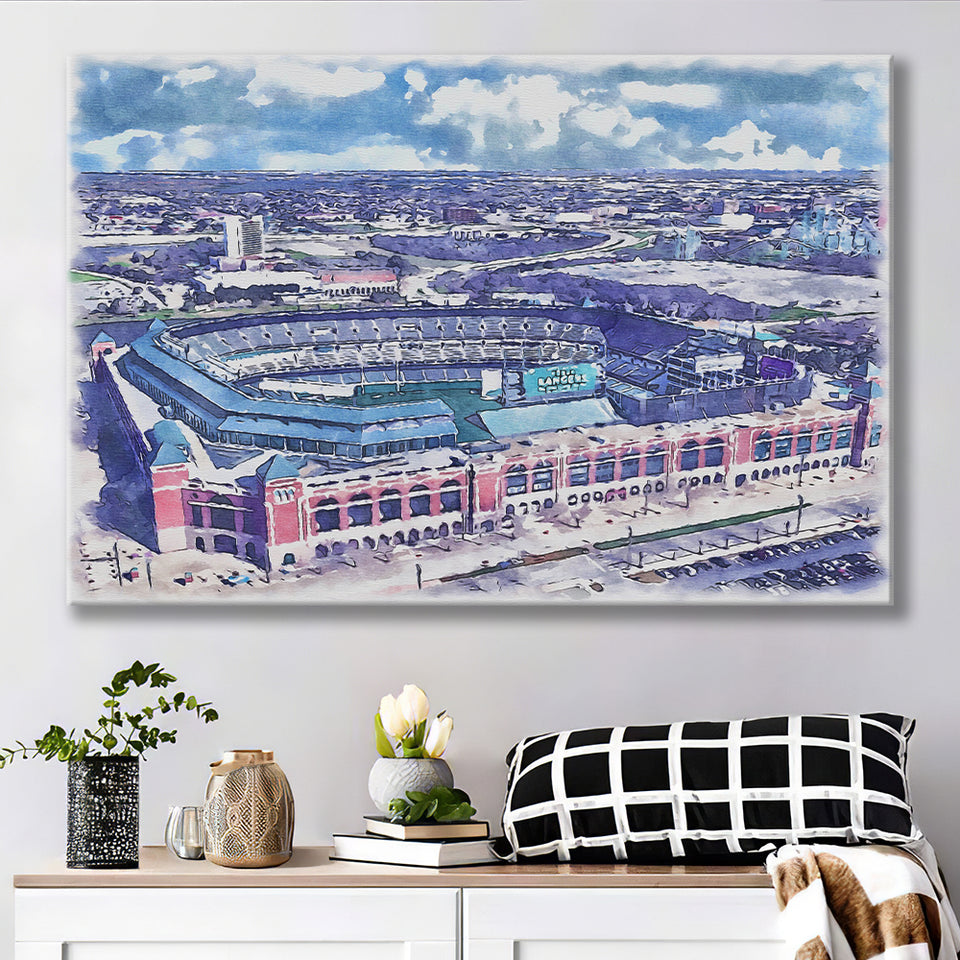 Globe Life Field Stadium WaterColor Canvas Prints, Arlington Texas Baseball Watercolor, Stadium Art Gifts