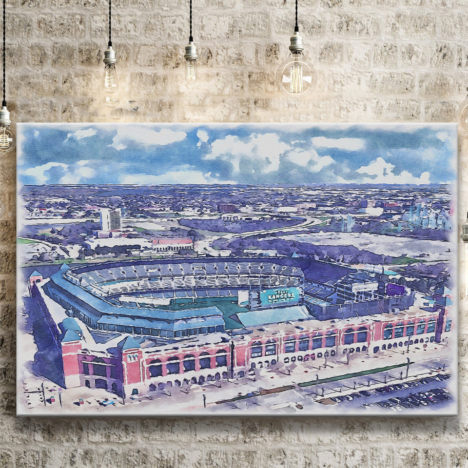 Globe Life Field Stadium WaterColor Canvas Prints, Arlington Texas Baseball Watercolor, Stadium Art Gifts