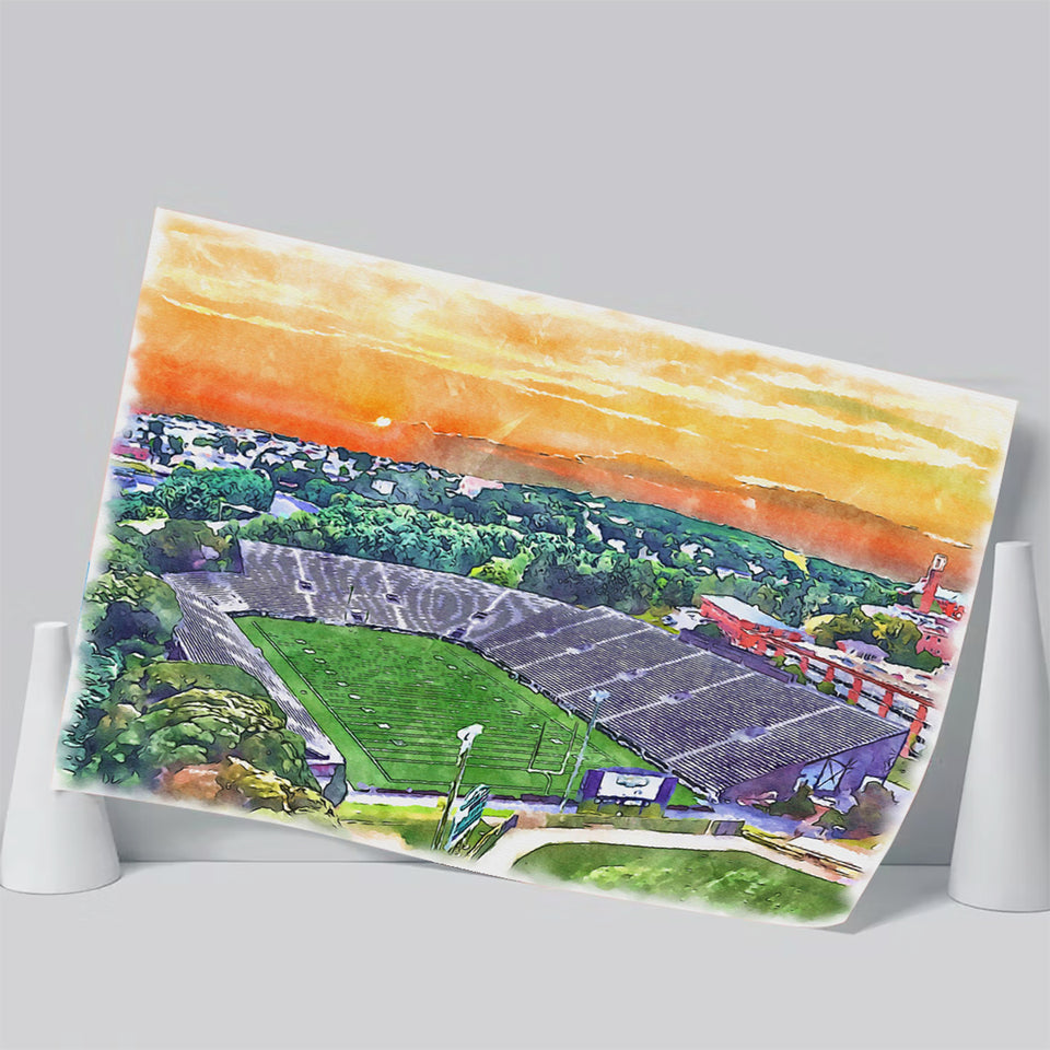 Fitton Field WaterColor Poster Prints, Worcester Massachusetts Watercolor