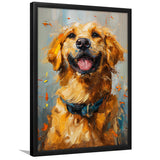 Golden Retriever Acrylic Painting Portrait Art, Framed Art Prints Wall Art Decor, Framed Picture Print