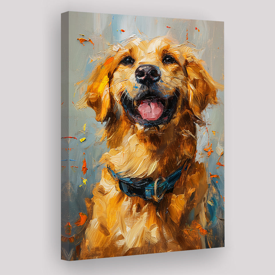 Golden Retriever Acrylic Painting Portrait Art, Canvas Prints Wall Art Decor, Painting Canvas