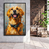 Golden Retriever Acrylic Painting Portrait Art, Framed Canvas Prints Wall Art Decor, Floating Frame