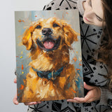 Golden Retriever Acrylic Painting Portrait Art, Canvas Prints Wall Art Decor, Painting Canvas