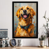 Golden Retriever Acrylic Painting Portrait Art, Framed Art Prints Wall Art Decor, Framed Picture Print