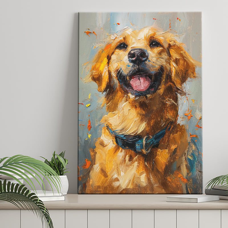 Golden Retriever Acrylic Painting Portrait Art, Canvas Prints Wall Art Decor, Painting Canvas