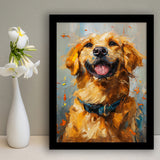 Golden Retriever Acrylic Painting Portrait Art, Framed Art Prints Wall Art Decor, Framed Picture Print