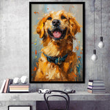 Golden Retriever Acrylic Painting Portrait Art, Framed Art Prints Wall Art Decor, Framed Picture Print