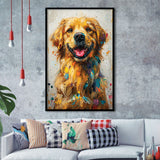 Golden Retriever Cute Dog Portrait Painting, Framed Art Prints Wall Art Decor, Framed Picture Print